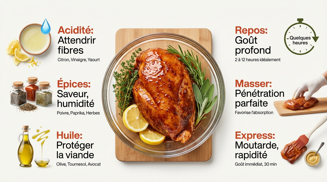 Un filet de dinde mariné avec des herbes fraîches et du citron prêt pour la cuisson au four